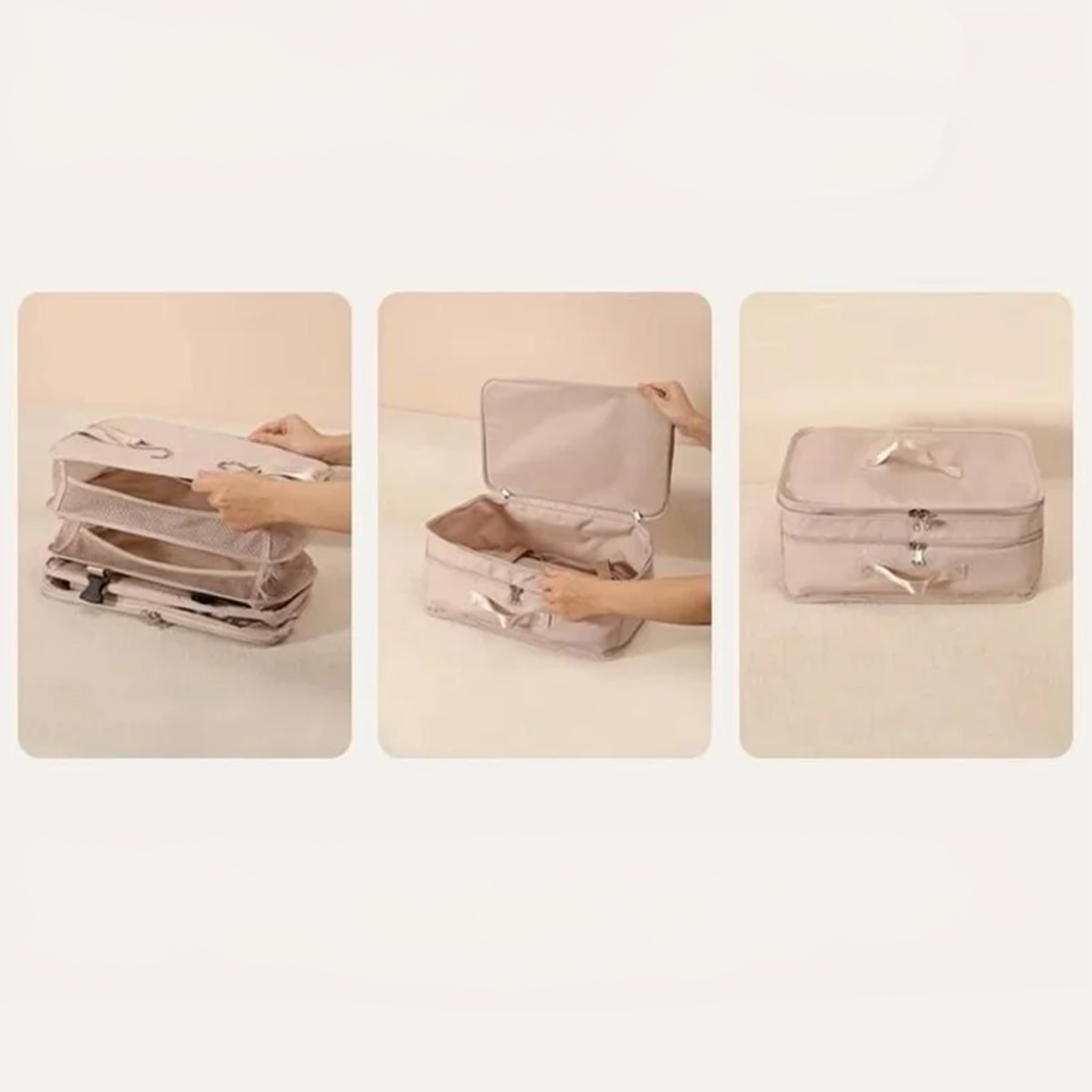 (52x37cm) Hängende Kleidungs Aufbewahrungstasche Faltbarer Reise Organizer Necessaire Bag - Rosa