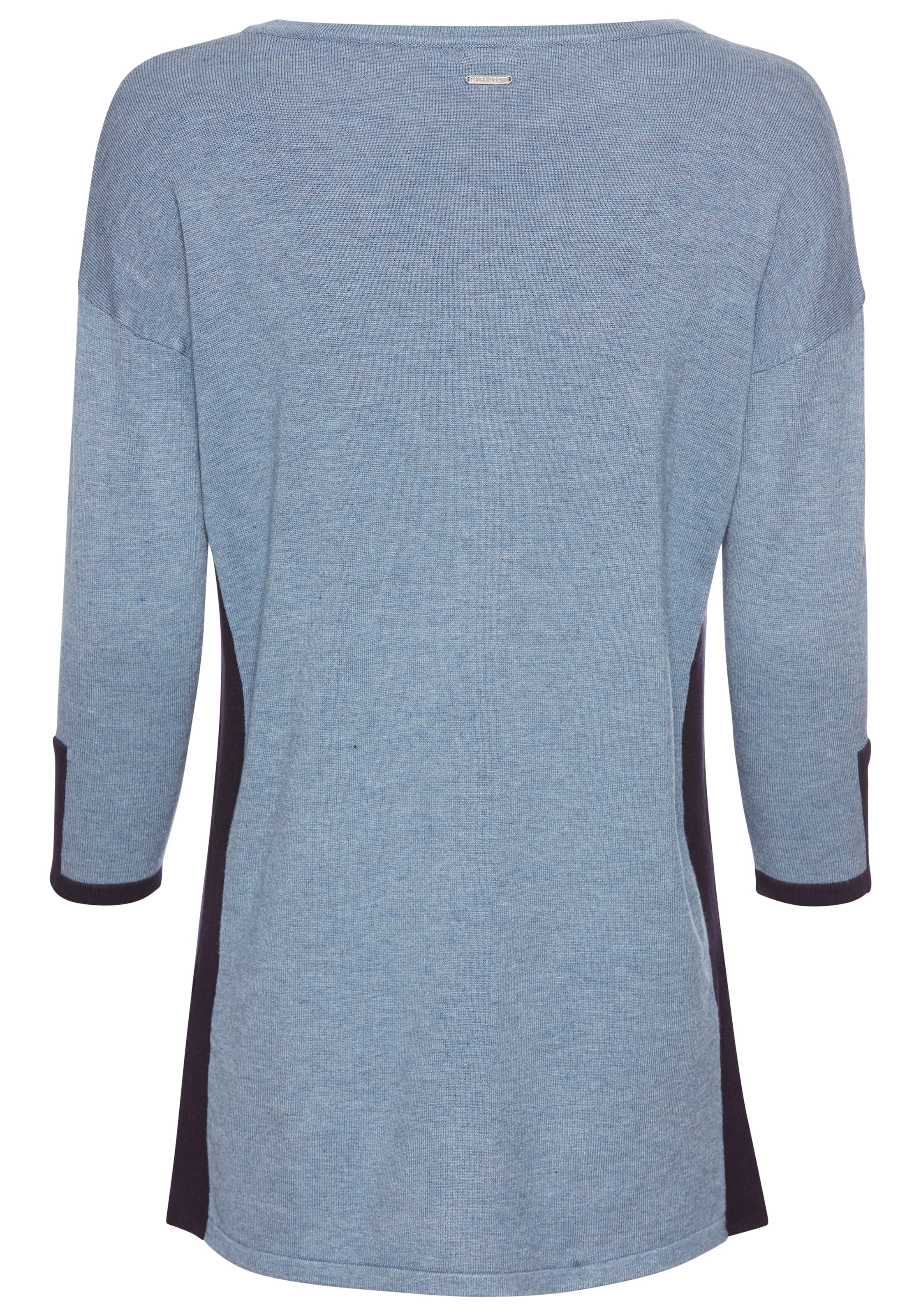 Laura Scott Longpullover , mit feinen Kontrastdetails und Seitenschlitz