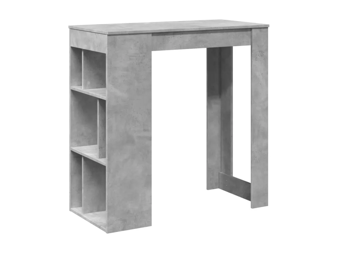 Table de bar avec étagères gris béton bois d'ingénierie