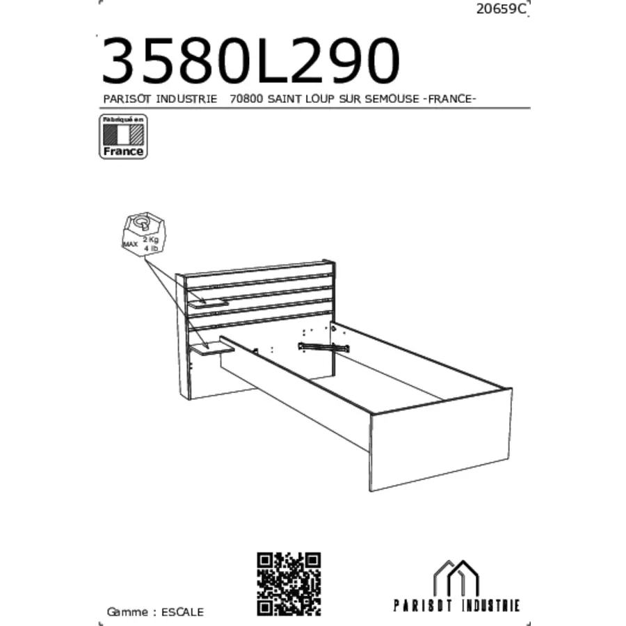 Parisot Stauraumbett Escale 1 90x200 Japanische Eiche Japanische Eiche Nachbildung