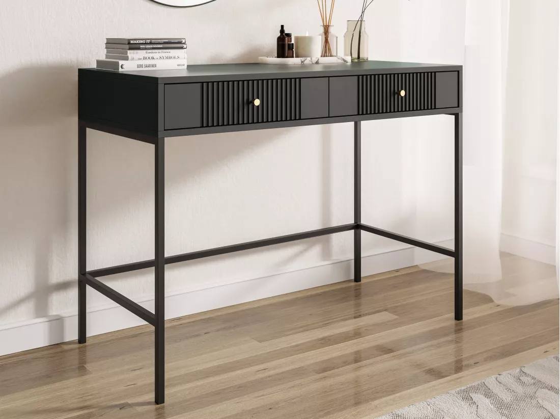 Console avec 2 tiroirs en MDF - Noir - DEMASIA