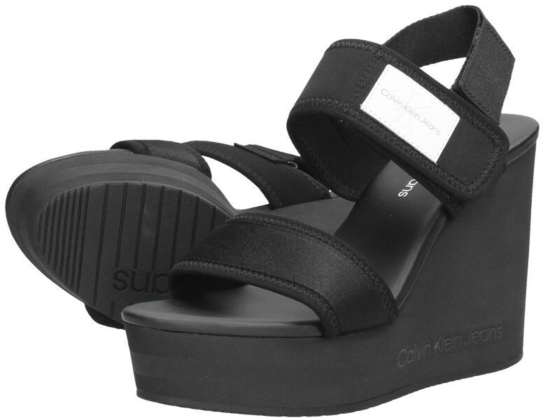 Calvin Klein Wedge Sandal Badge zwart
