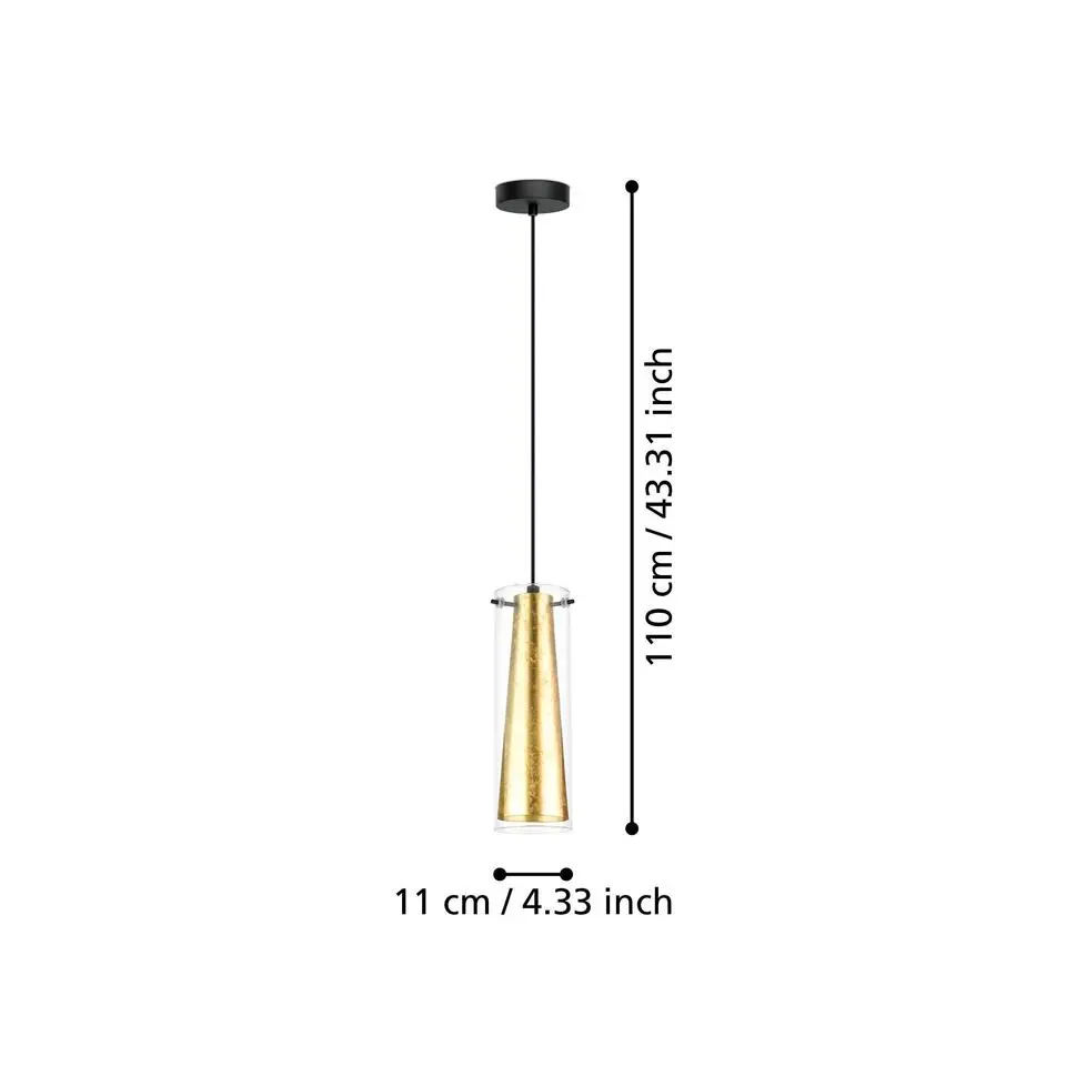 EGLO Pinto Gold Hanglamp - E27 - Ø 18 cm - Zwart