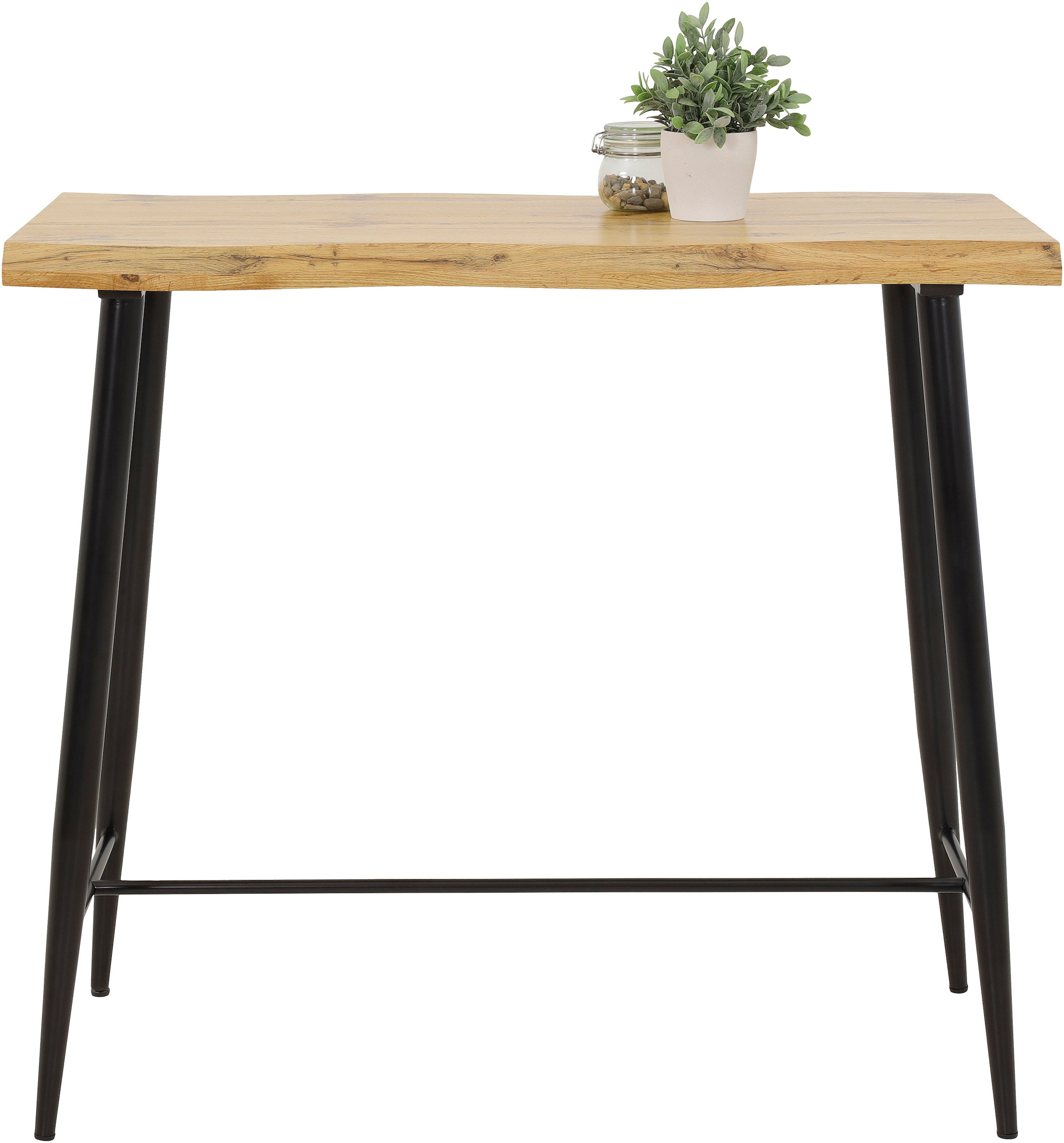 HELA Bartisch »GABI« Baumkantentisch, 120 cm Breite, Industrial Design, Wildeiche oder Grau