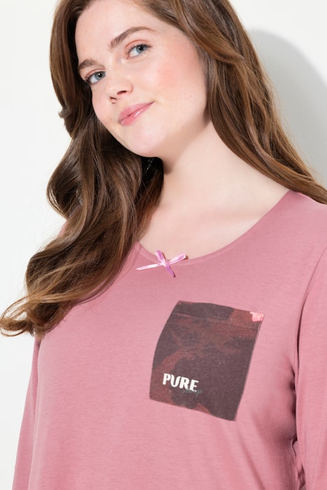Pyjamashirt, U-Boot-Ausschnitt, 3/4-Arm, Biobaumwolle