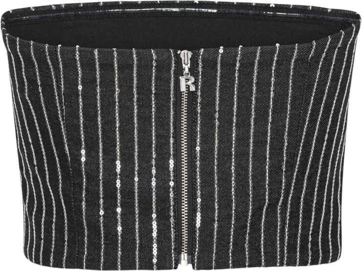 ROTATE Birger Christensen Sequin Twill Crop Top Black