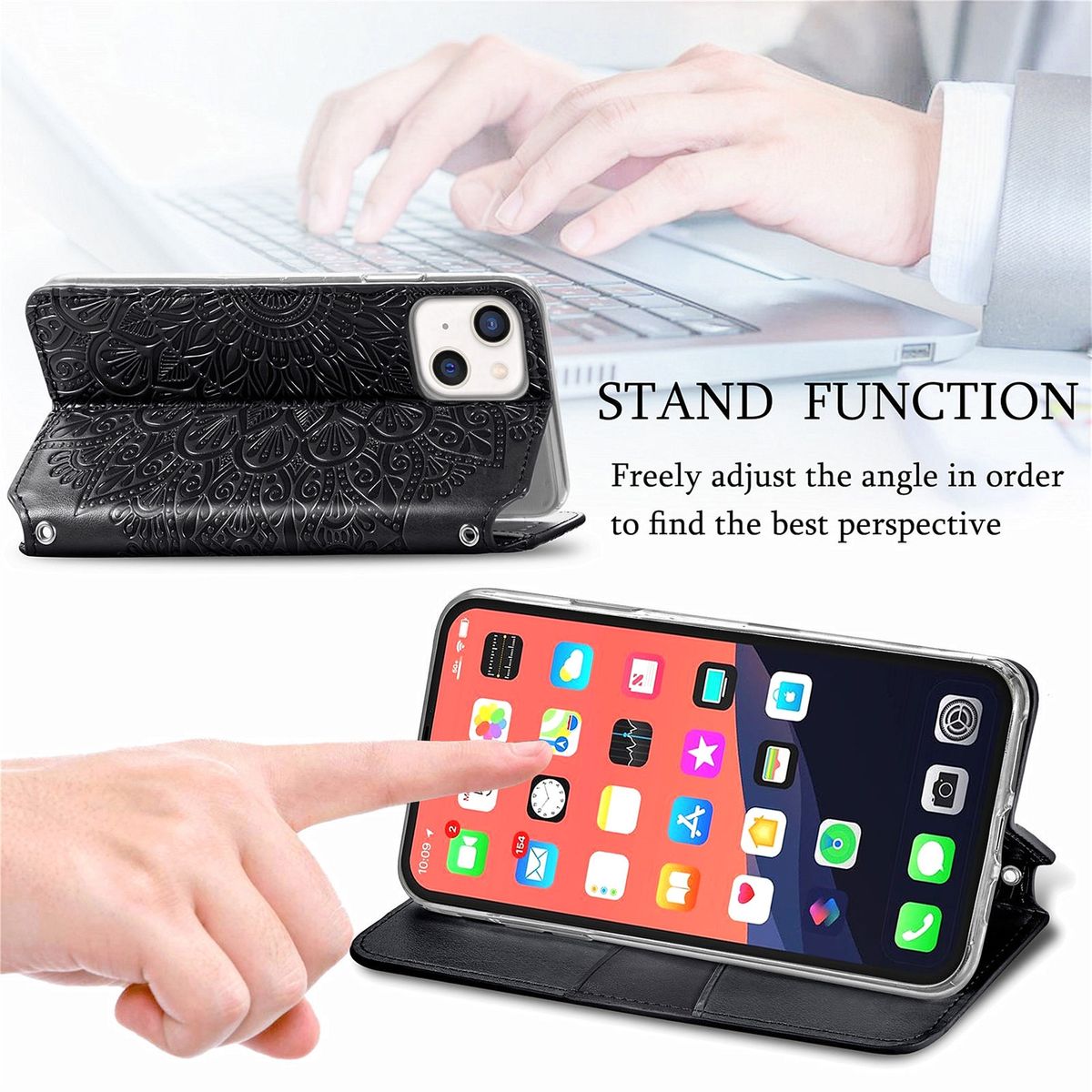 Hülle Handy Schutz für Apple iPhone 13 mini Case Cover Tasche Etuis Schwarz Neu