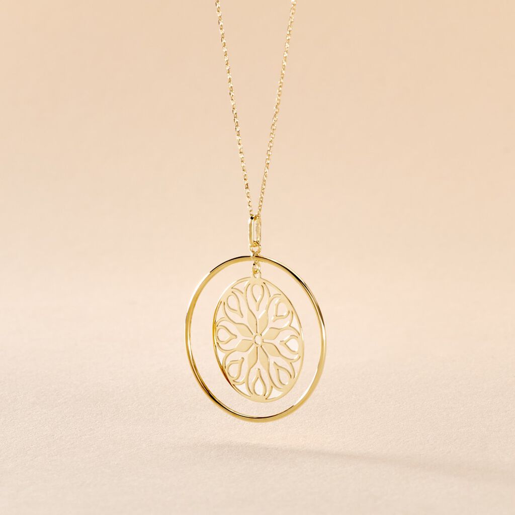 Collier Rosace Or Jaune
