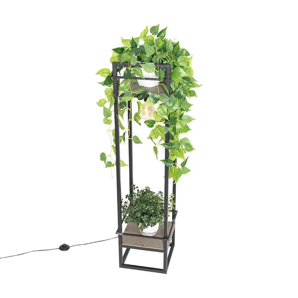 Qazqa vloerlampen cage rack zwart e27