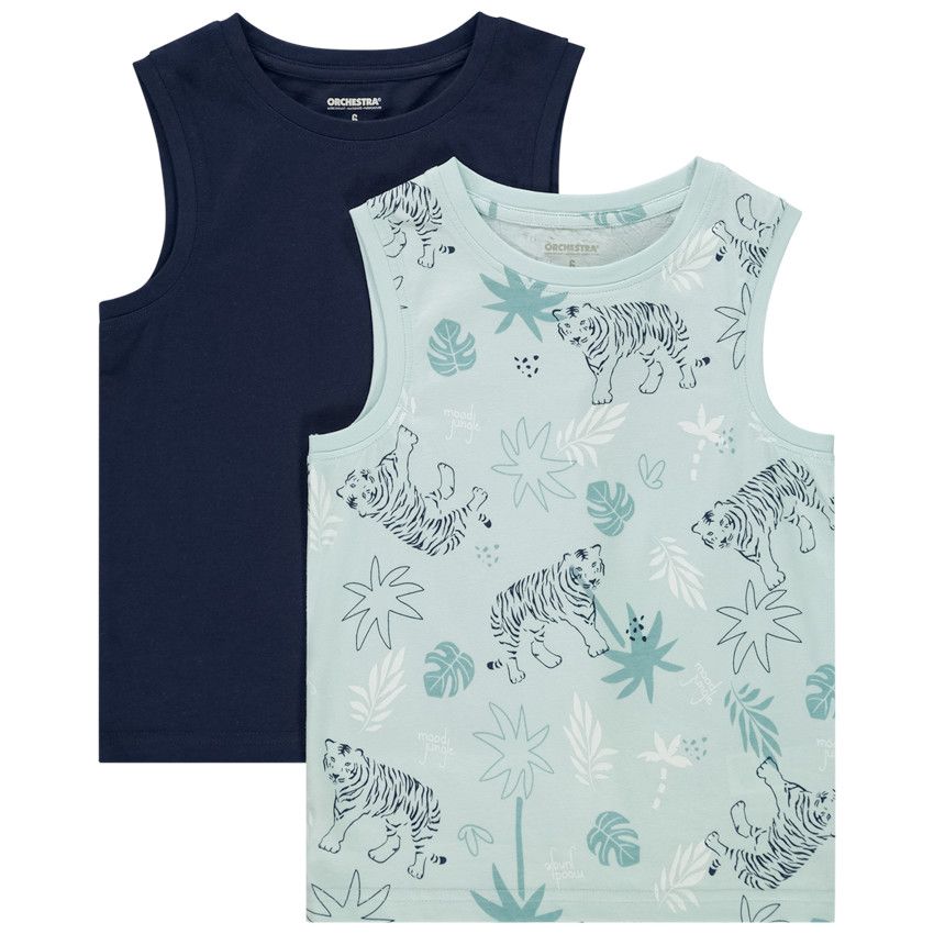 Lot de 2 débardeurs fantaisie pour garçon - Bleu