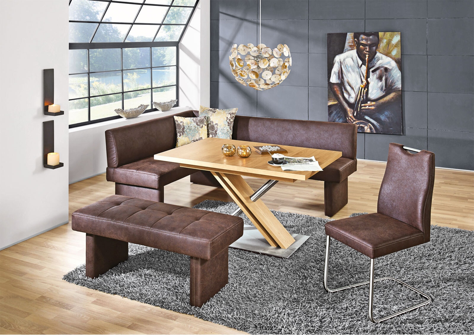 Variano Esstisch 90 x 130 -178 cm Wildeiche braun/grau
