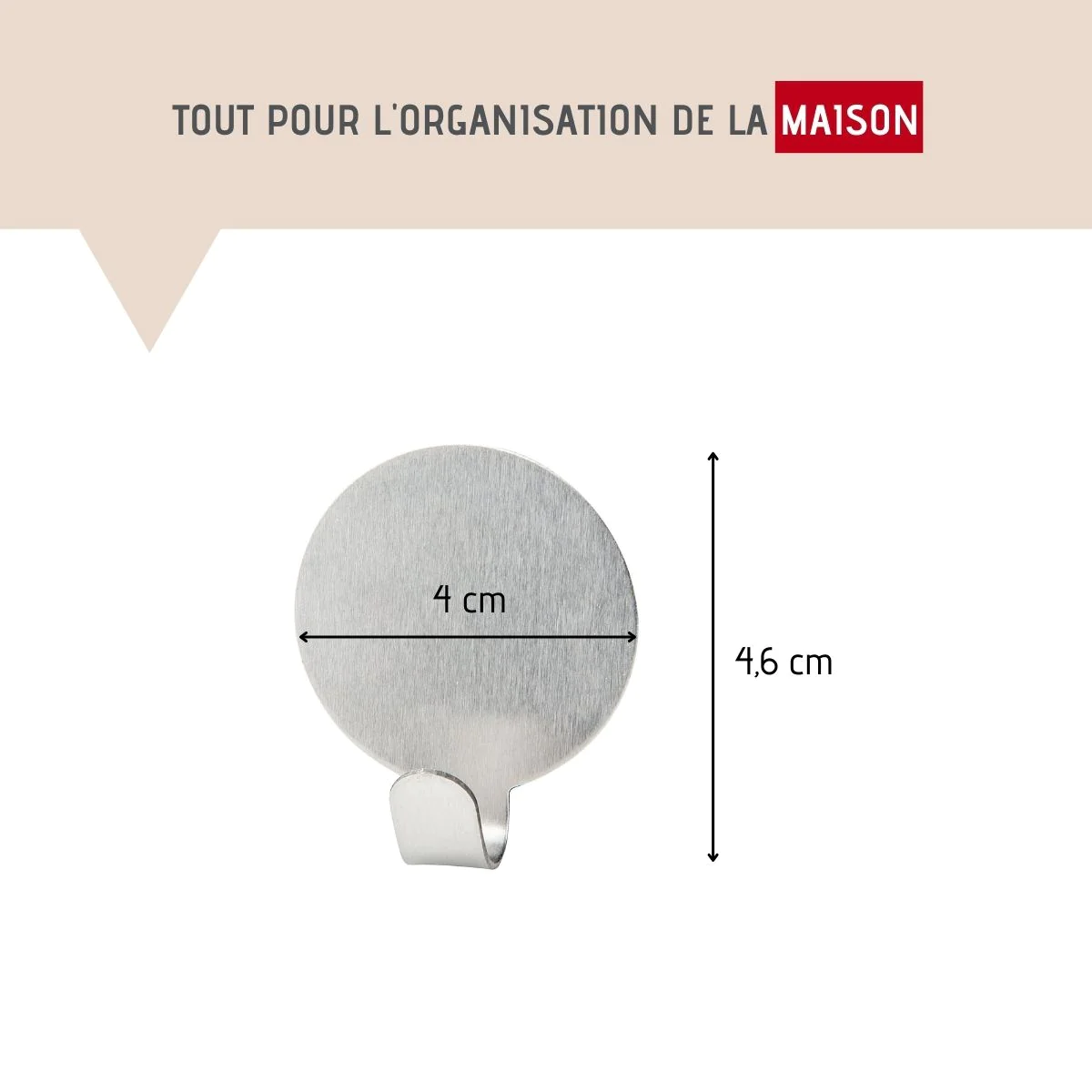 Lot de 2 crochet adhésifs ronds Tecno Fackelmann