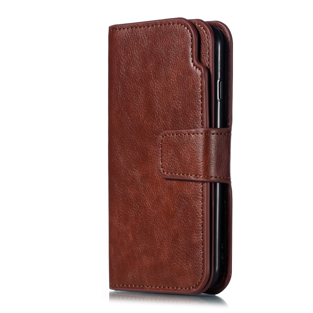 iPhone SE (2022/2020) / 8 / 7 Leder Wallet Etui Tasche mit 9 Kartenfächern - Braun