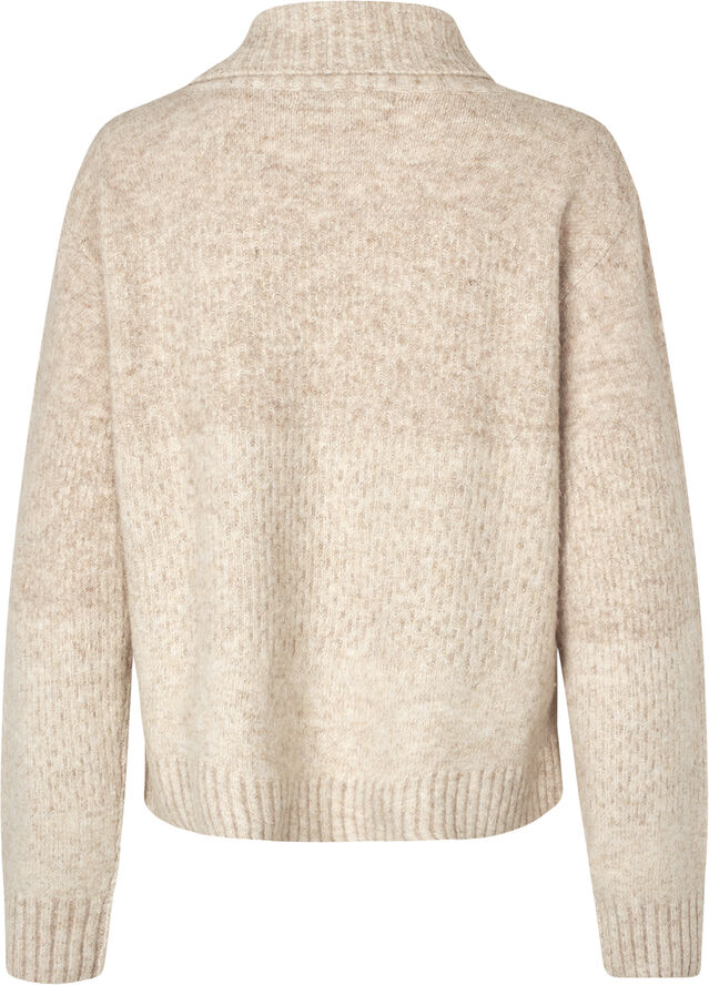 Oval Square Blur Half Zip Knit Tannin