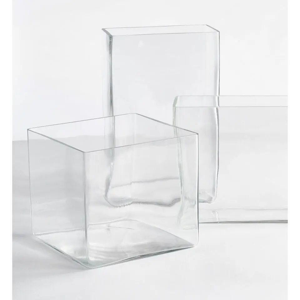 Mica Decorations Vaas - accubak - transparant - glas - 20 cm