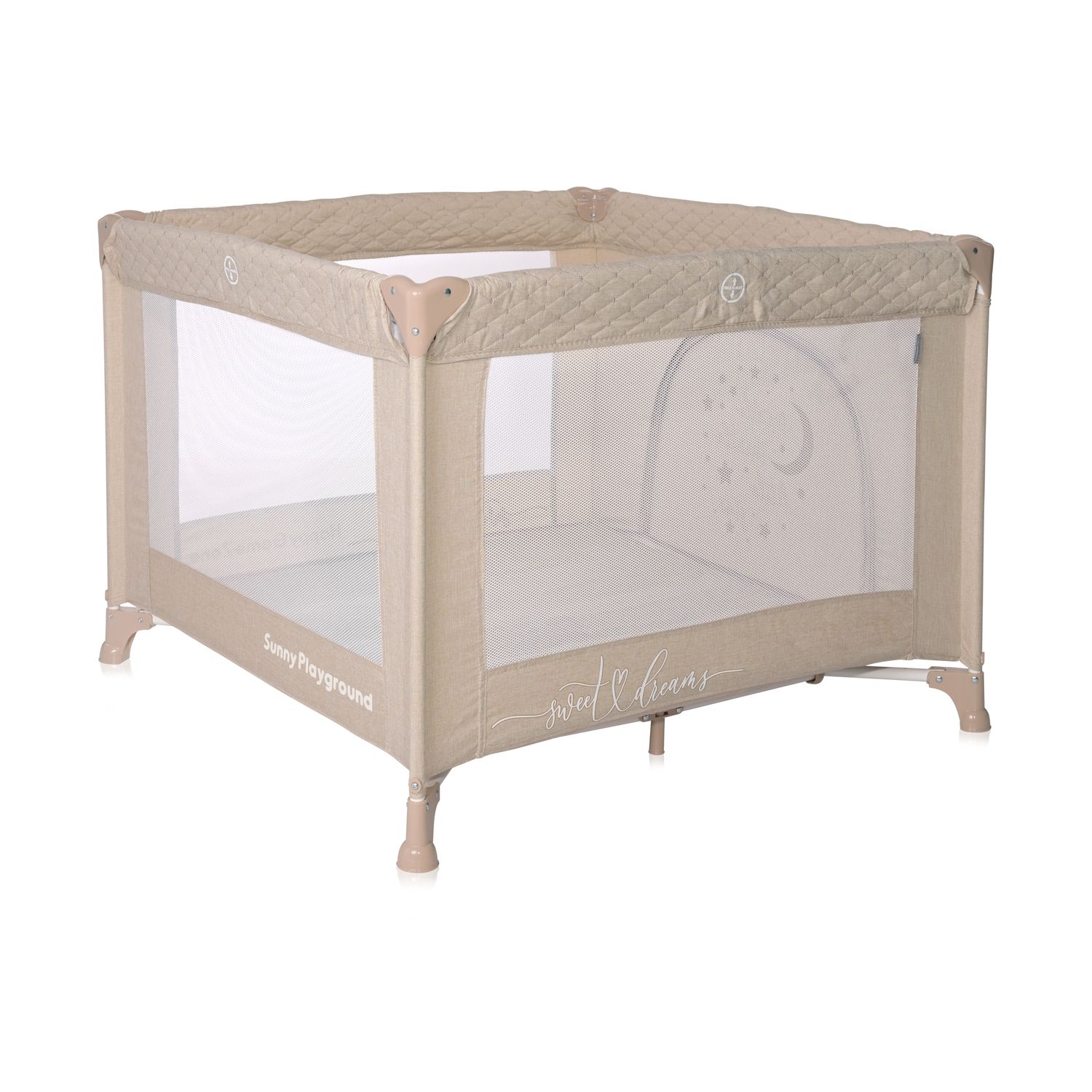 Lorelli Reiselaufstall Sunny, faltbar, seitliche Öffnung, Matratze, Tragetasche beige