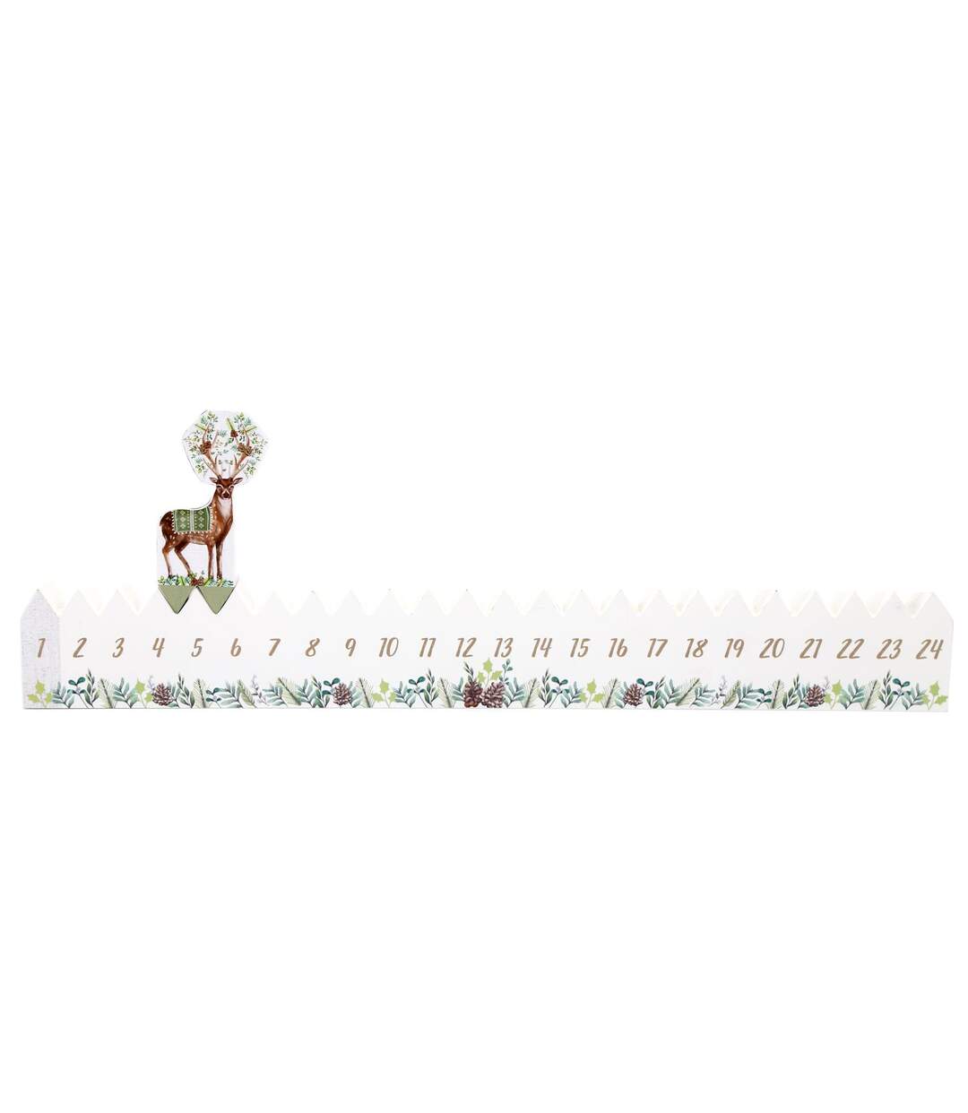 Calendrier de l'Avent bois renne Xmas Tradi - Blanc