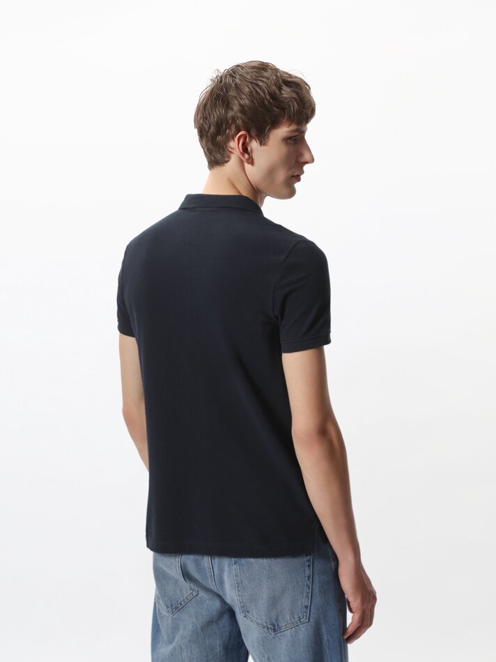 Camisa polo básica - Azul-marinho