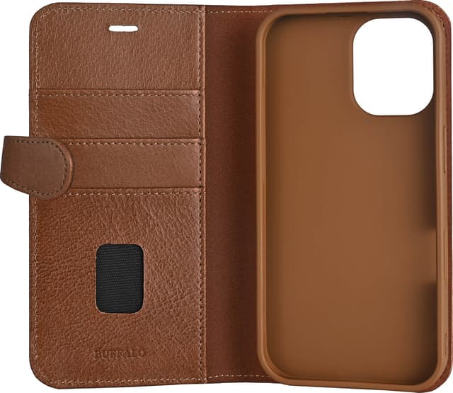 Buffalo iPhone 16 2in1 Leather MagSeries pungetui (brun)