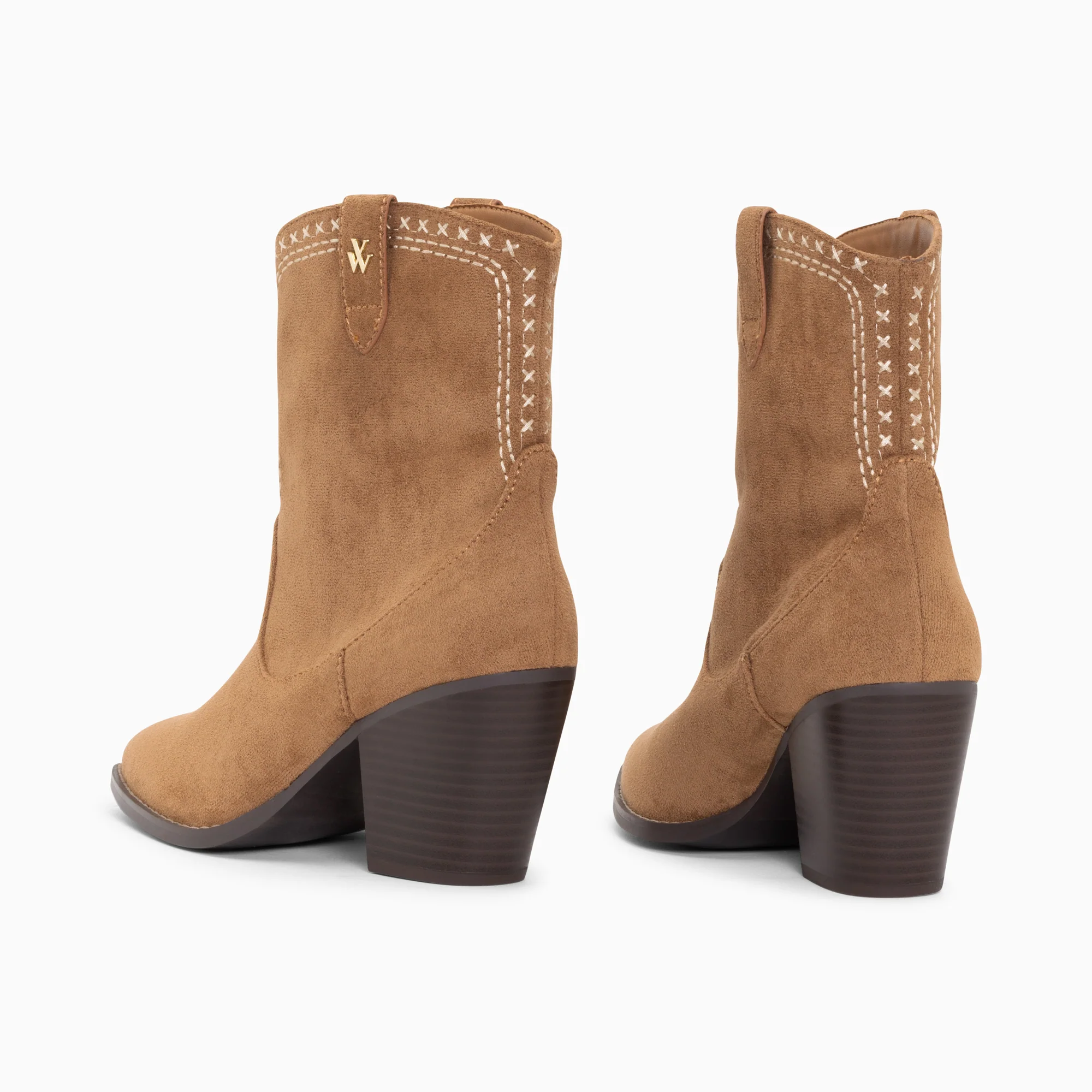 Bottines-Bottines santiags Danae montantes camel à broderies