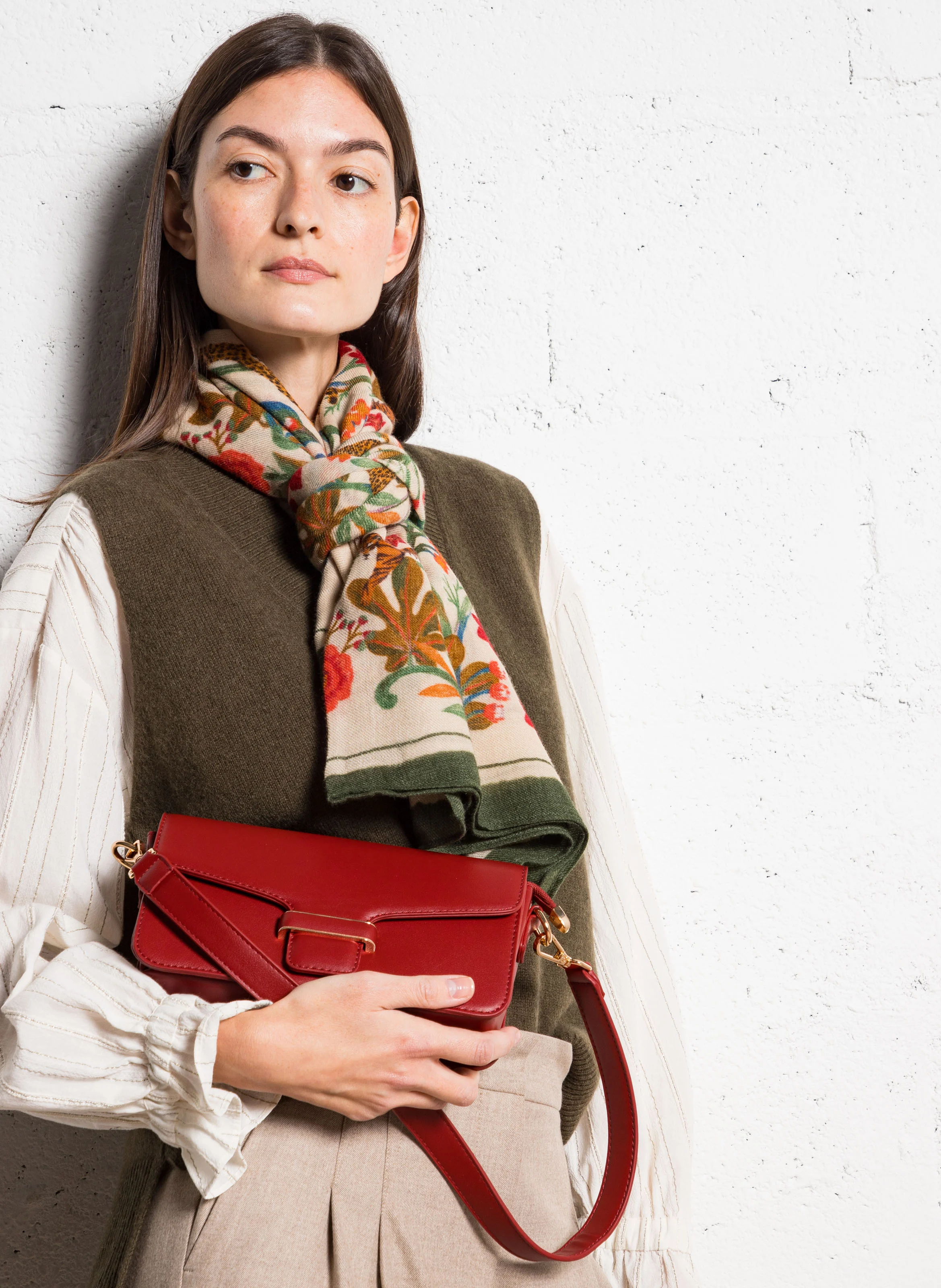 Sac bandoulière effet cuir | Rouge