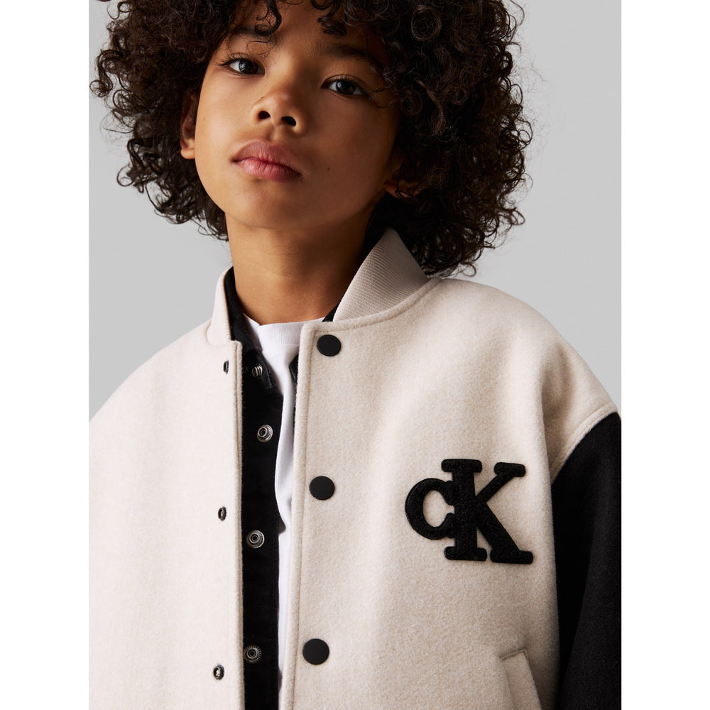 Køb Calvin Klein Oatmeal Heather Heather Varsity Jakke