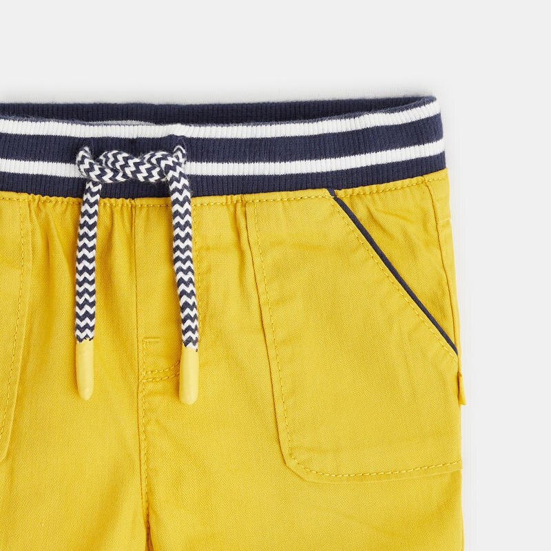 Pantalon modulable coton micro-chevrons jaune bébé garçon Jaune