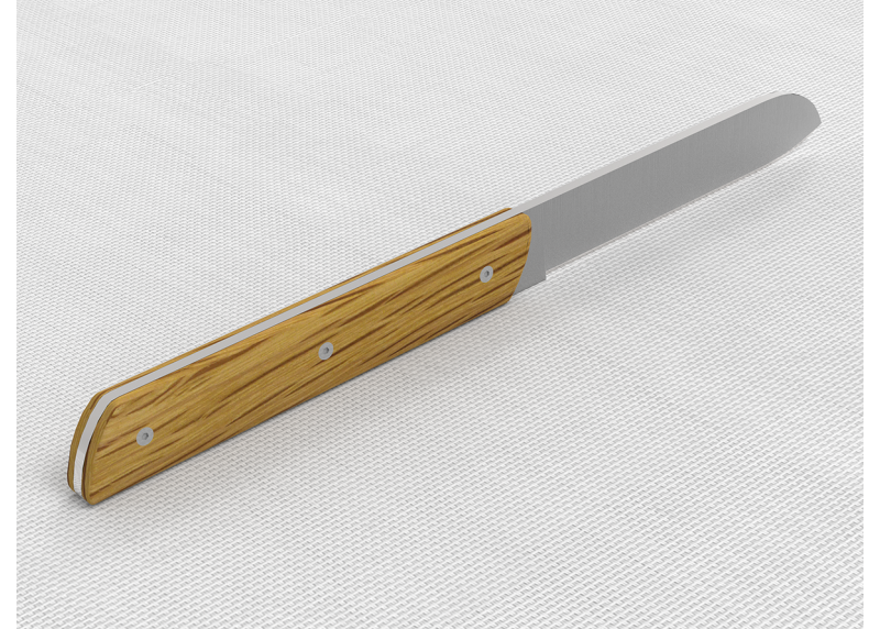 Service de 6 couteaux de table avec un manche en bois de chêne et lame en acier inoxydable