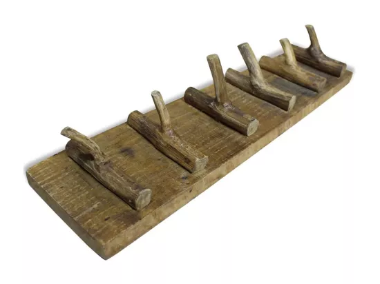 Porte-manteau bois de récupération mélangé 60x15 cm