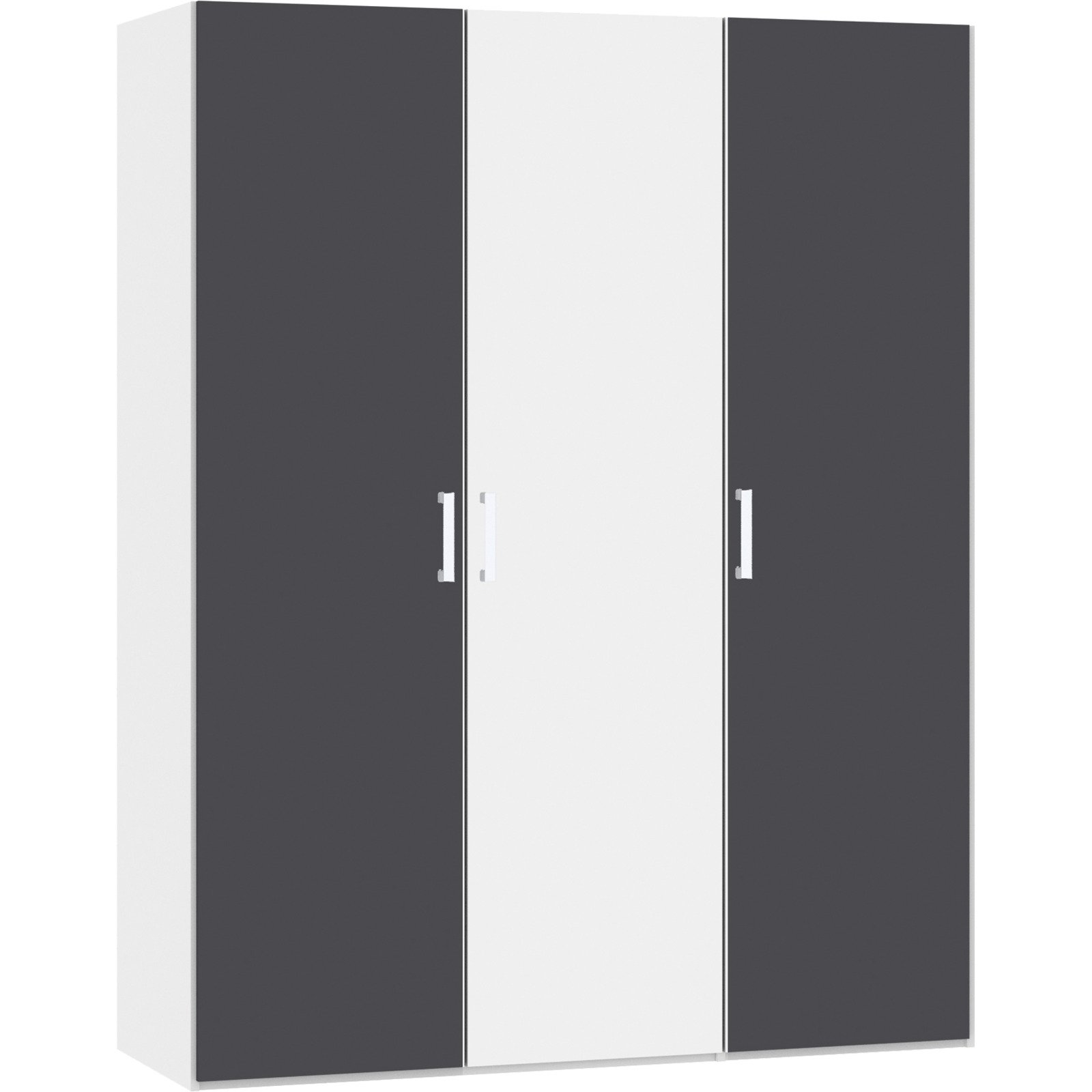 Drehtürenschrank Schweizer 115 Spanplatte melaminbeschichtet premiumweiss/anthrazit matt 153 x 215 x 59 cm