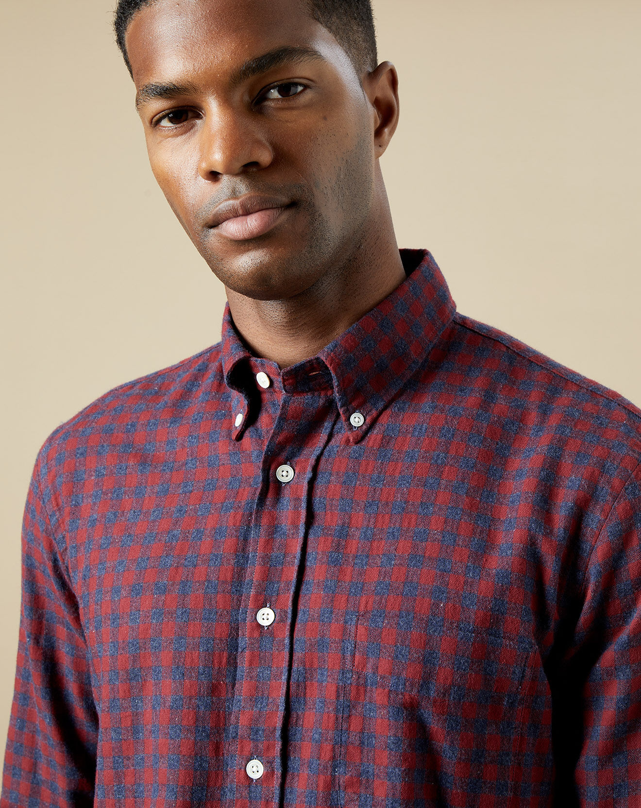 Hartford Chemise en Flanelle regular Pitt à carreaux rouge/indigo