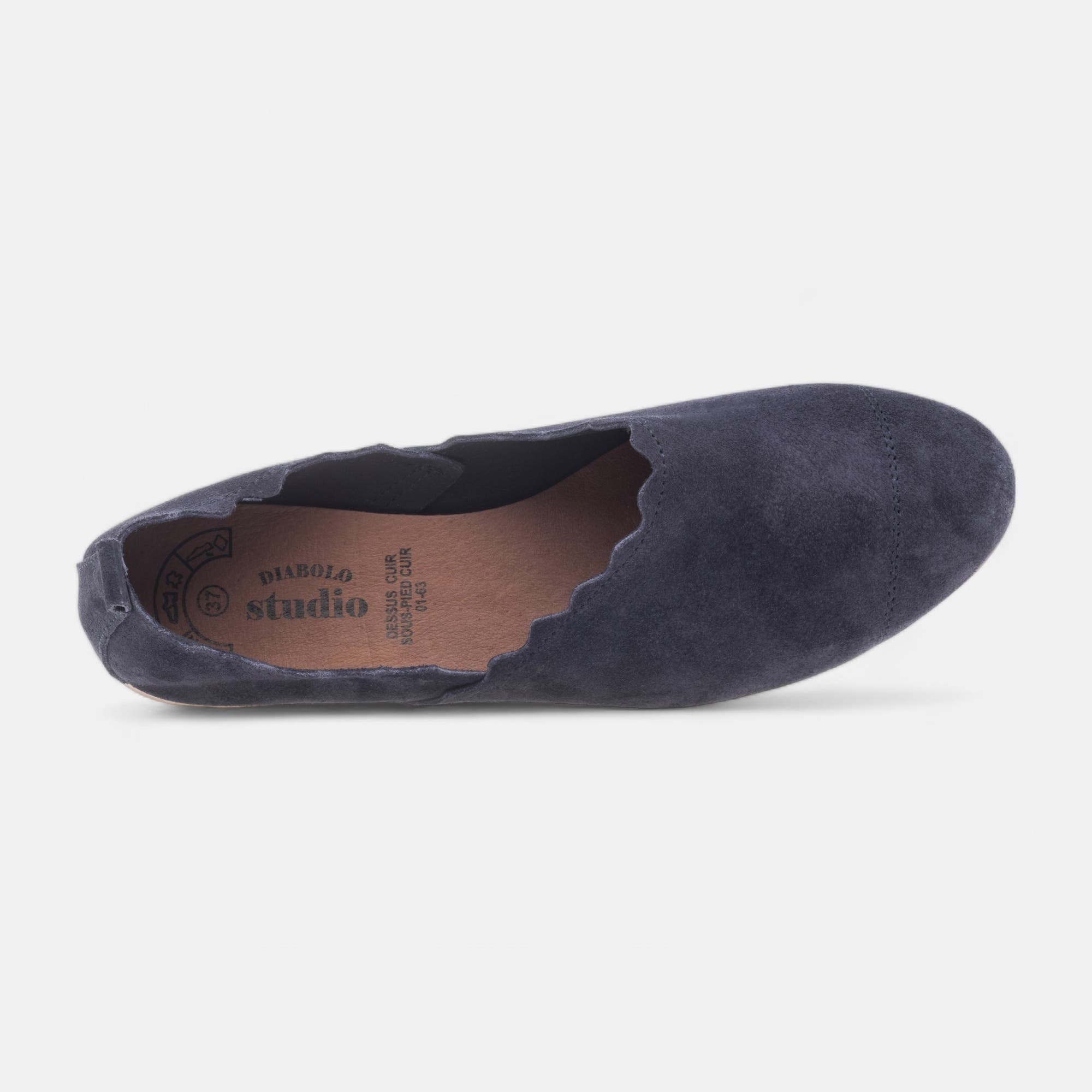 Ballerines Femme en cuir bleu marine