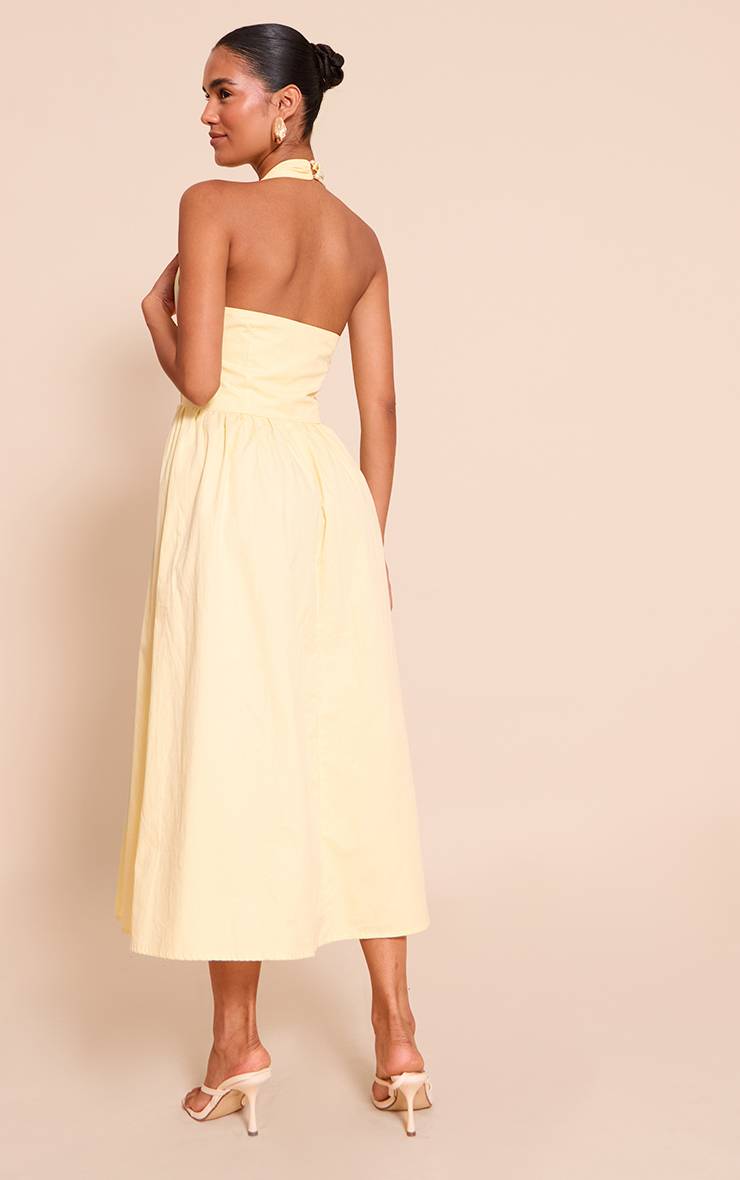Citron Robe Midaxi Sans Manches Tissée À Col Licou