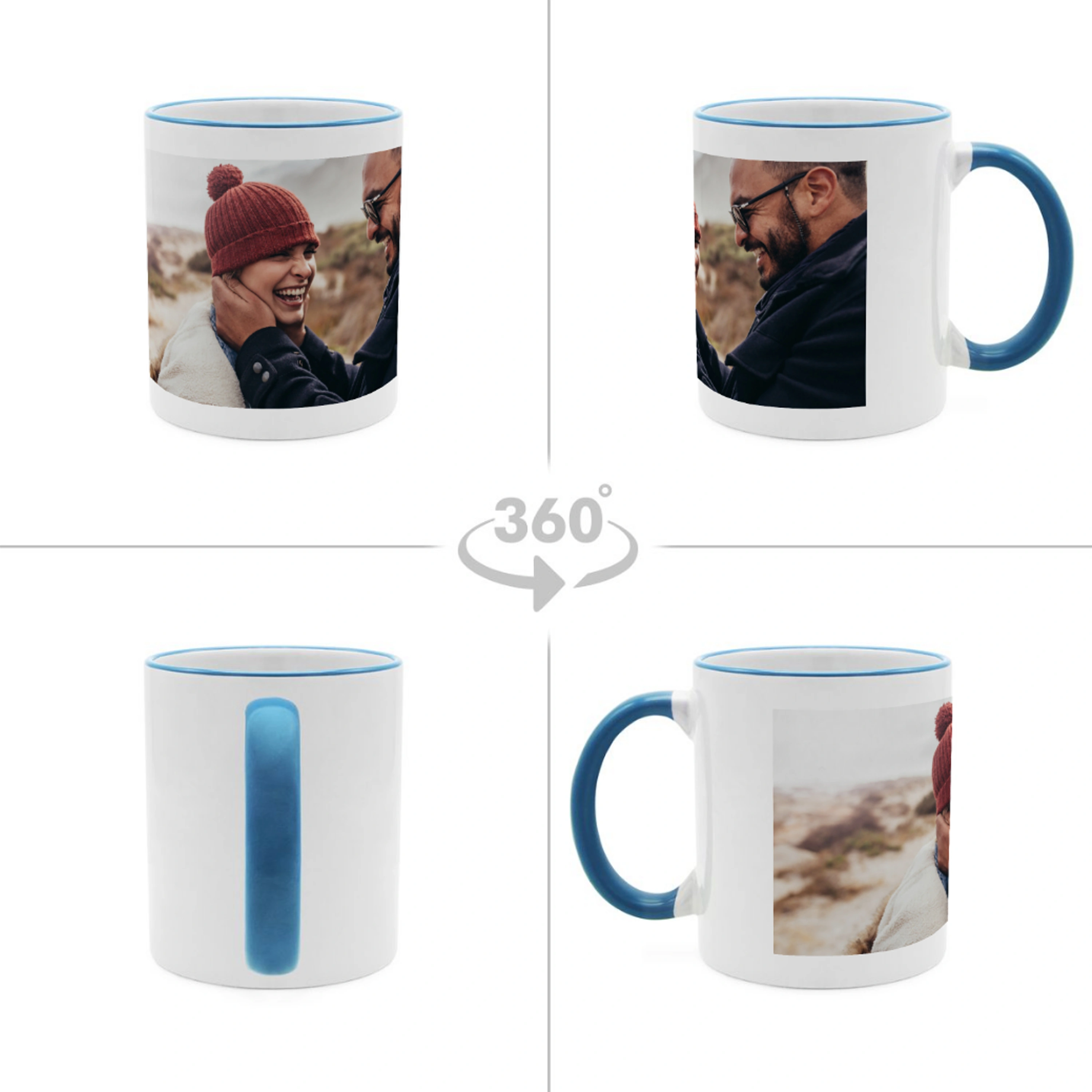 Kaffeebecher Color mit Foto selbst gestalten, 325 ml (Farbe: hellblau)