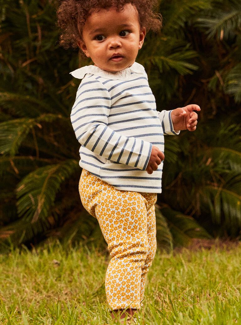 Legging bleu marine à fleurs