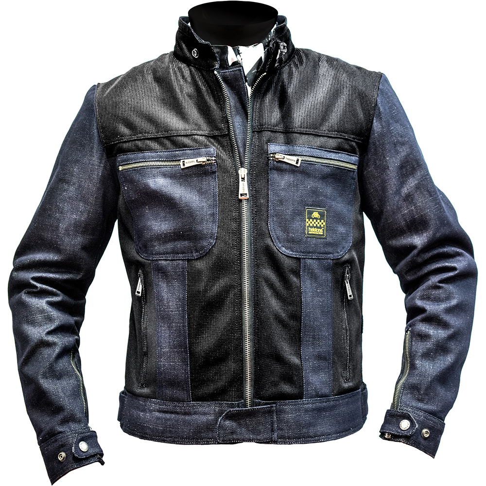 Helstons - Blouson Genesis Toile de coton Mesh Raw Bleu