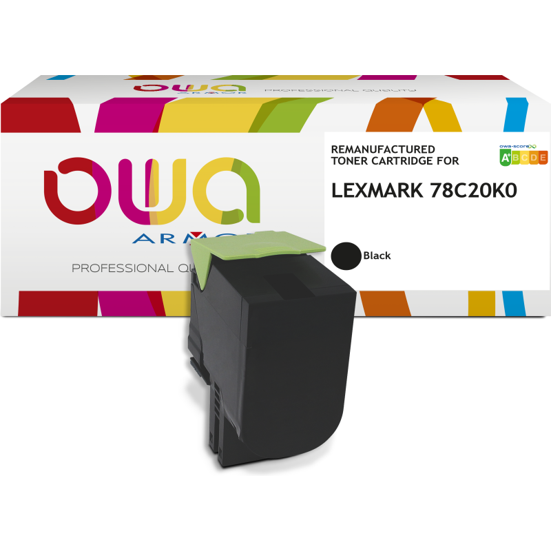 Toner remanufacturé OWA - standard - Noir - pour LEXMARK 78C20K0