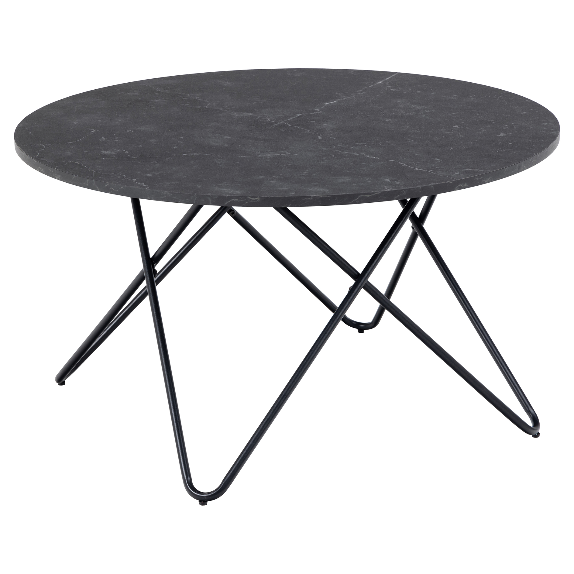 Couchtisch WYRE - Marmor-Optik - schwarz matt - Ø 80 cm