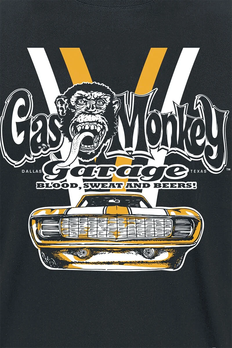 Voiture Blanche & Jaune | Gas Monkey Garage T-Shirt Manches courtes