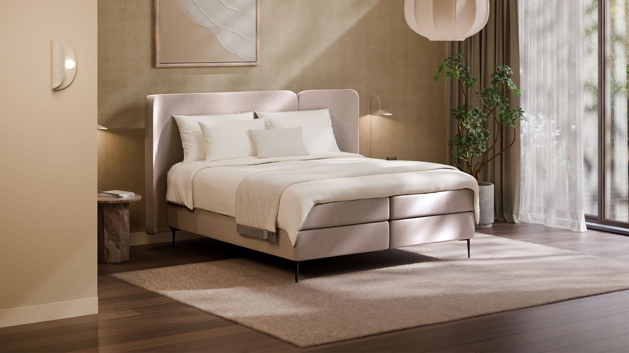 Boxspring Mesa - Warm wool beige