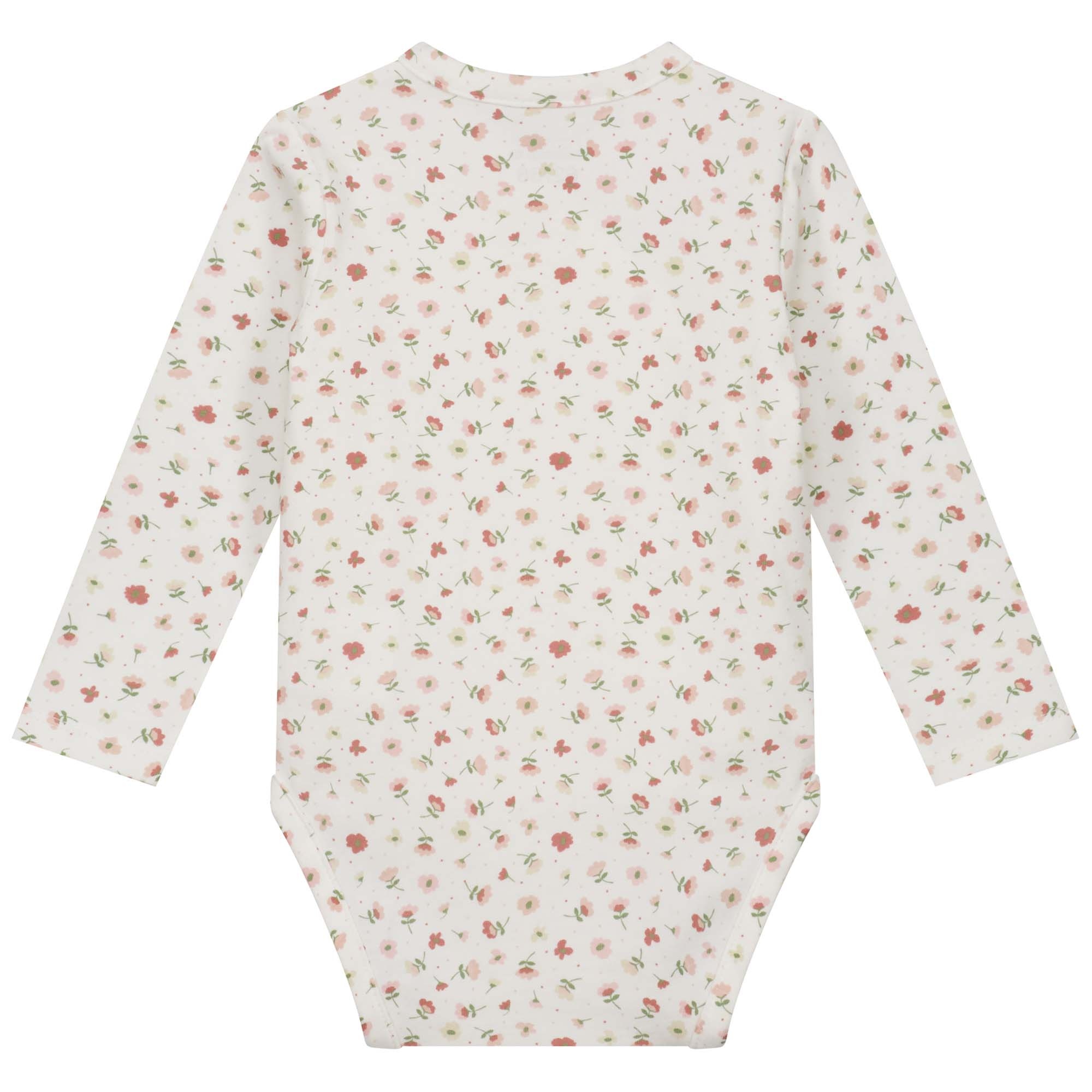 Prénatal newborn romper lange mouwen all over print roze