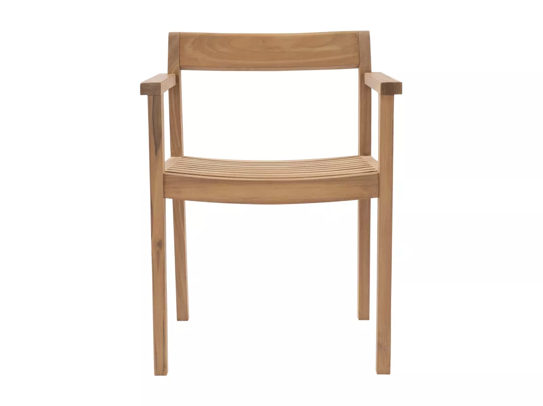 Salle à manger de jardin en teck : 1 table L.135 cm + 4 fauteuils - Naturel clair - TRIANI de MYLIA