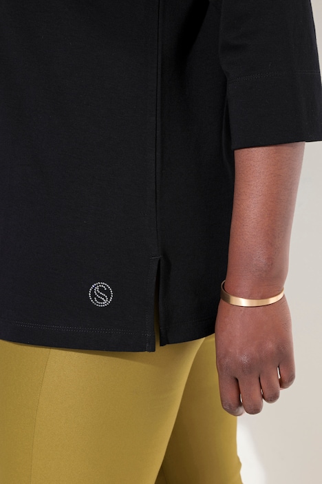 Shirt, A-Linie, Stehkragen, 3/4-Arm, Pima Cotton