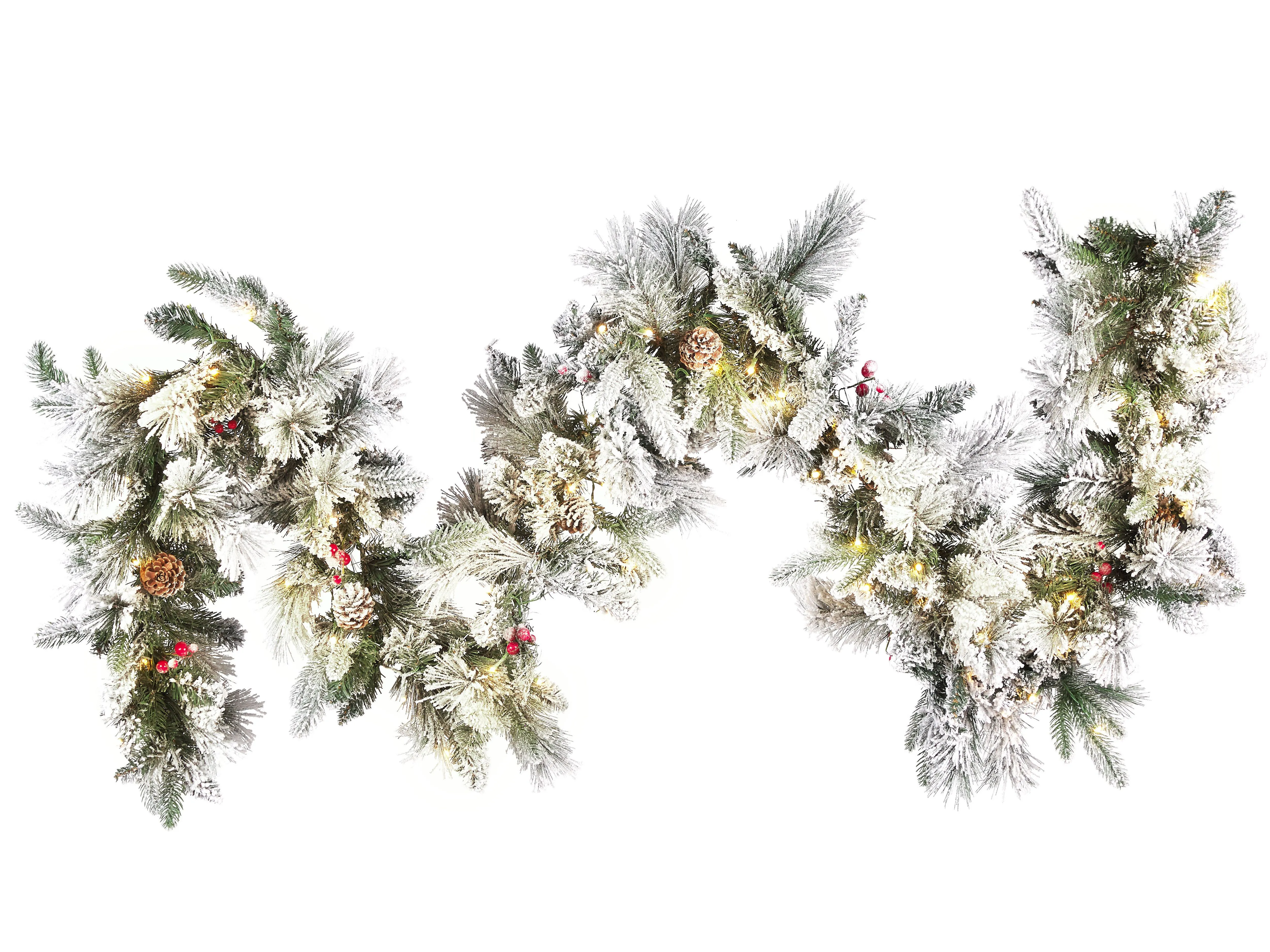 Besneeuwde kerstguirlande LED WHITEHORN 270 cm Wit