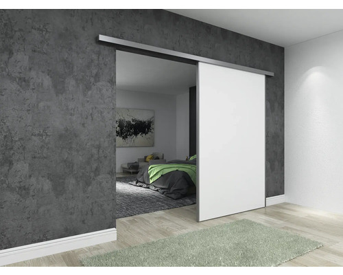 Pertura schuifdeurbeslagset Selir geanodiseerd aluminium (EV1) voor houten deuren, 1860 mm inclusief verzonken handgreep en soft-close mechanisme.