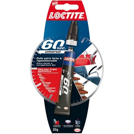 Colle gel extra forte et repositionnable Loctite 60 Secondes Universal - Tube de 20 g