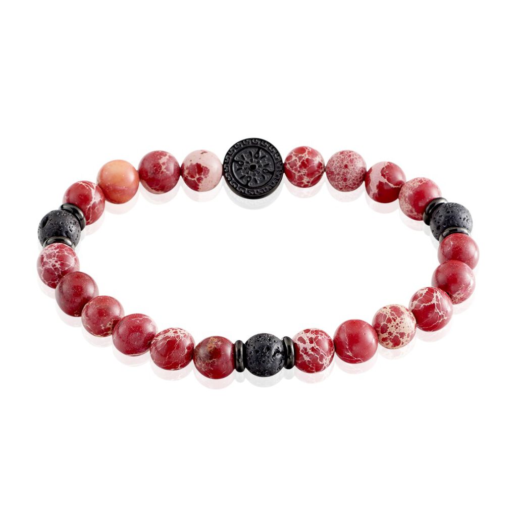 Bracelet Jourdan Yasur Acier Noir Oeil De Tigre Pierre De Lave