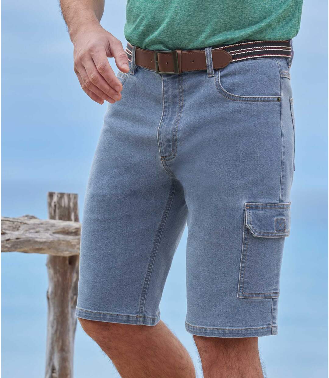 Lot de 2 Bermudas Cargo en Jean Stretch