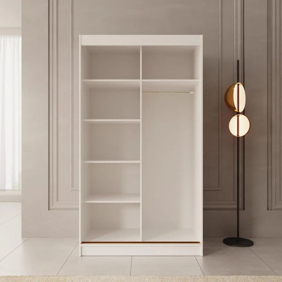 Meubella - Moniq - Kledingkast met 2 schuifdeuren - Wit - 120x65x215 cm