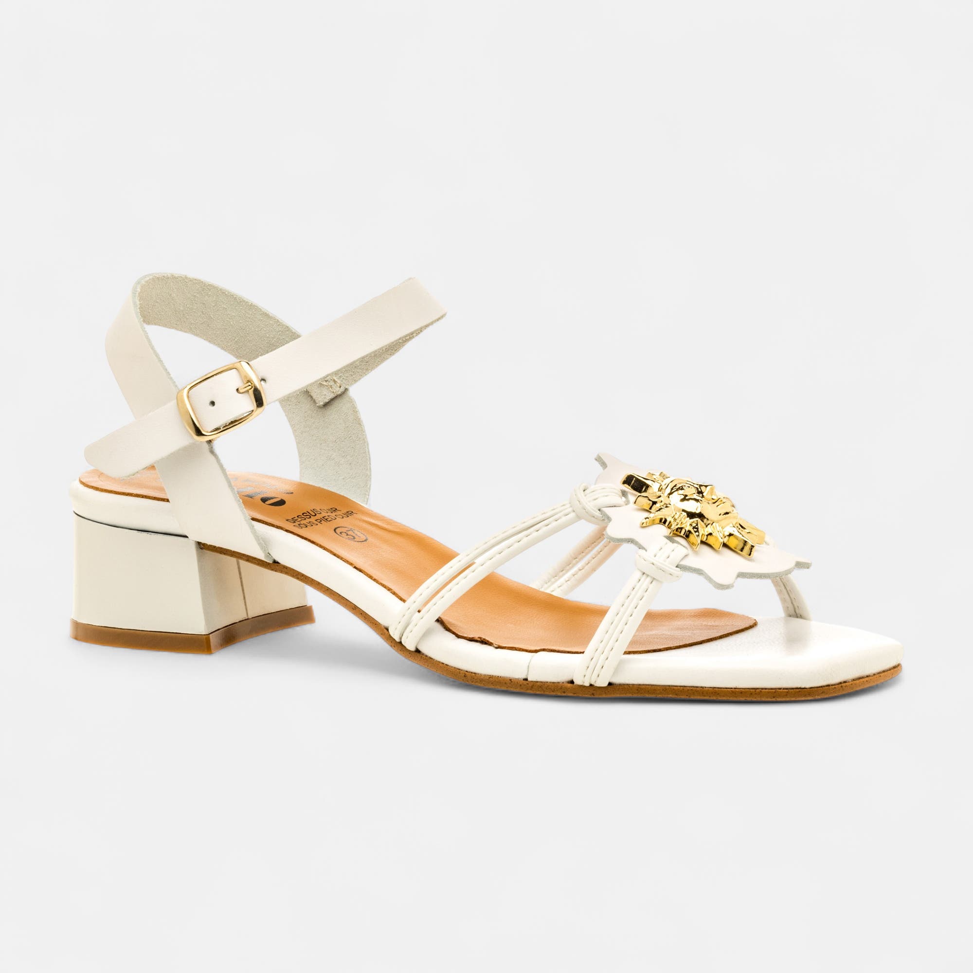 Nu-pieds Femme en cuir blanc